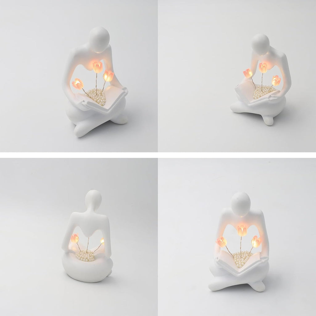 Reading Sculpture Tulip Lamp | Battery Powered LED Figurine