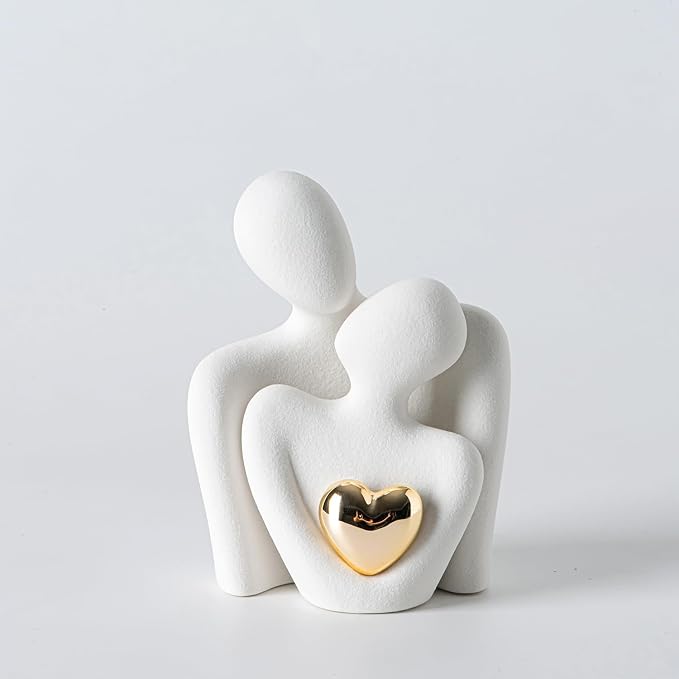 Mini Hugging Couple Statue | Romantic Ceramic Love Decor