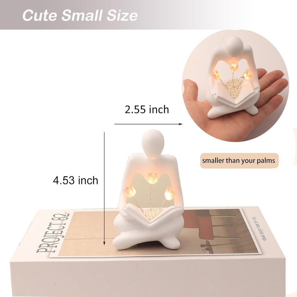Reading Sculpture Tulip Lamp | Battery Powered LED Figurine