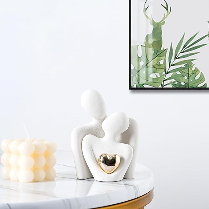 Mini Hugging Couple Statue | Romantic Ceramic Love Decor