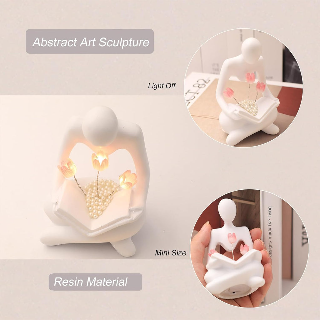 Reading Sculpture Tulip Lamp | Battery Powered LED Figurine