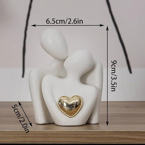Mini Hugging Couple Statue | Romantic Ceramic Love Decor