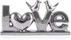 LOVE Sign Statue with Gold Birds | Ceramic Home Decor