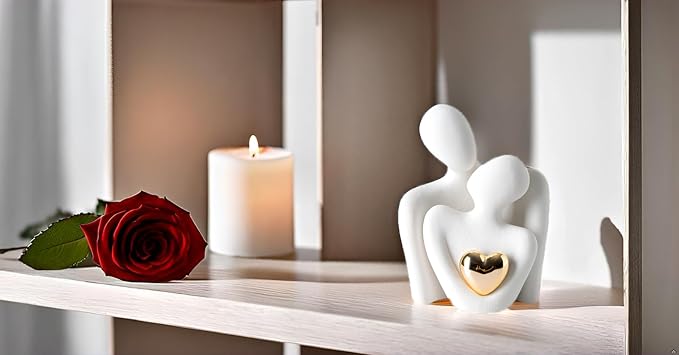 Mini Hugging Couple Statue | Romantic Ceramic Love Decor