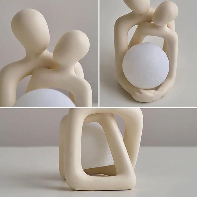 Abstract Couple Statue | Resin Hugging Lovers Figurine