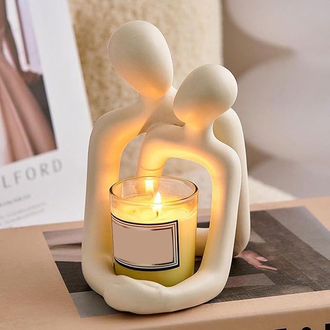 Abstract Couple Statue | Resin Hugging Lovers Figurine